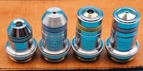 1224-1225-1238-1227 American Optical Full Set Of Four 4 Dark Phase Contrast Microscope Objectives