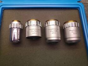 002142 Carl Zeiss Lens-objective Planachromat-hd Jena Set Of 4 10x 20x 50x 100x