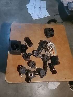 381187 Olympus Huge Lot Of Microscope Parts Lamphose Focuser And More