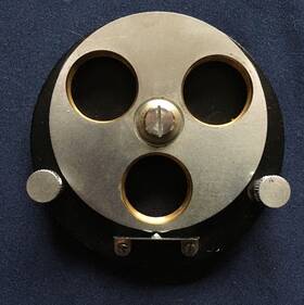 L3r-1636 Unitron Three 3 Position Microscope Objective Turret Nosepiece Brass