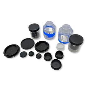 23br Zeiss Lot Of 14 Microscope Eyepiece Protective Caps And Storage Cases Set