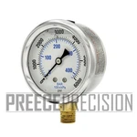 Liquid Filled Lower Mount Pressure Gauge With 2.5" Dial, 0-6000PSI, 1/4"MALE Npt. Fixed Price $15.95.