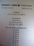 Bausch & Lomb Cat No. 31-35-28 Transformer Light Source. Fixed Price $14.00.