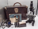 1945 - Ernst Leitz Wetzlar Compound Microscope W/ Case, Objectives, Accs. Fixed Price $355.99.