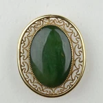 Vintage Rolyn Inc Ornate Green Oval Glass 1/20 12K Gold Filled 1/4" Brooch Pin. Fixed Price $19.95.