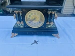 Antique Ingraham Adrian Mantle Clock With Key Works (read) Lion Heads. Fixed Price $174.99.