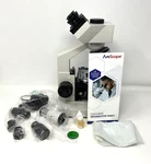 (c) Omax M83EZ Series Trinocular Compound Microscope Open Box. Fixed Price $180.00.
