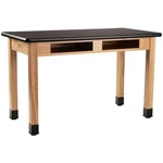 Nps 30X72" Wood Science Lab Table With Hpl Top And Book Compartments In Black. Fixed Price $816.21.