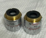 Pair Olympus Msplan Microscope Objective Lens, 5X, 0.13, F=180. Fixed Price $148.00.