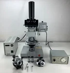 Leitz Ortholux 2 Pol Microscope W/ Reflected Light Fluorescence 9 Objectives. Fixed Price $3000.00.