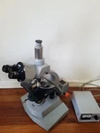 Zeiss Standard Upright Trinocular Microscope With Lamp House Complete. Fixed Price $1200.00.