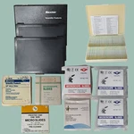 Vintage Microscope Lot: 100 Sample Slides + Blank Packs & Storage Boxes. Fixed Price $64.99.