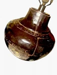 Leonard Foss Brutalist Riveted Metal Globe Shape Lamp With Shade. Fixed Price $295.00.