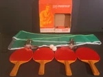 Vtg Diversified Products Table Tennis Set Balls Post & Net 4 Paddles/players. Fixed Price $56.00.