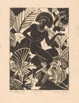 The Wild Hunter 1940 By Henri Van Der Stok Bold Expressionist Woodcut Jungle. Fixed Price $76.00.