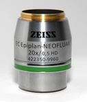 Zeiss 42 23 50-9960 Epiplan-neofluar Objective Lens, 20X/0.50 Hd INF/0 M27. Fixed Price $980.00.
