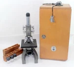 Vintage Propper Microscope No. 662129 W/ Original Wooden Box & Key. Fixed Price $29.99.