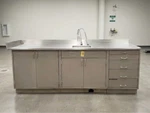 Kewaunee 8' Stainless Steel Lab Casework Sink Bench 2 Faucets Doors & Drawers. Fixed Price $1595.00.