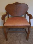 Antique Vintage Old Victorian Carved Wooden Arm Chair Bench Settee Fabric. Fixed Price $112.20.