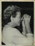 1964 Press Photo Mrs. Ernest Morris Of Loudonville Watches Race Through Glasses. Fixed Price $24.99.