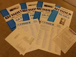 Vintage Fisher CA-77 Amp, FM-77 Tuner, CR-77 Cassette, RA-136-2 Cabinet Manuals. Fixed Price $44.00.