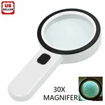 30X Jumbo Handheld Magnifying Glass W/ 12 Bright Led Light Illuminated Magnifier. Fixed Price $10.68.