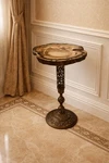 Natural Petrified Wood Accent Table Stone Slab Black Tripod. Fixed Price $50.00.