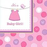 Shower With Love Girl Chevron Polka Dot Baby Party Paper Luncheon Napkins. Fixed Price $10.99.
