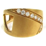 Carl Blackburn Diamond 0.30CT 18K Yellow Gold Matte Wide Band Deign Ring Us 5.5. Fixed Price $1850.00.