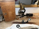 Antique C.1910 F. Leitz Wetzlar Brass Microscope W/ Original Case & Lenses. Fixed Price $290.00.