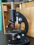 Vintage Zeiss Winkel Microscope W/ Wooden Case & Lenses Germany Clean. Fixed Price $300.00.