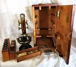 Antique Microscope Ernst Leitz Wetzlar #142703 Book Slides Wood Storage Box Rare. Fixed Price $800.00.