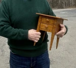 Miniature Strong Tiger Maple Table Contemporary . Grain 2 Drawers. Fixed Price $875.00.