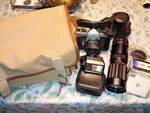 Asahi Pentax Spotmatic Camera Super-takumar 50MM F/1.4 Vivitar Flash Hoya +. Fixed Price $149.99.