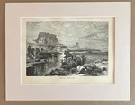 Antique 1874 Wood Engraving "cliffs Of Green River" Wy Frame-ready 11X14 Mat. Fixed Price $19.95.
