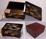 Japanese Lacquer Wooden Sweet Box 10.63INCH Gold Floral Maki-e Meiji Era 19TH. Fixed Price $498.00.