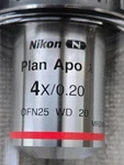 Nikon MRD00045 Microscope Objective Plan Apo 4X/0.20 OFN25 WD20 - Brand New. Fixed Price $600.00.