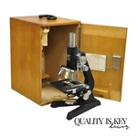 Vintage Reichert Austria Microscope 241 653 Wooden Box With Accessories. Fixed Price $595.00.