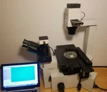 Olympus IX50 Inverted Phase Contrast Microscope Trinocular With Camera. Fixed Price $2950.00.
