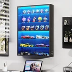 6-TIER Wall-mounted Display Cabinet With Removable Glass Shelves + 3-COLOR Light. Fixed Price $95.99.
