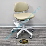 New Unused Adec 521 Dental Doctor's Stool In A-dec Tan Ultraleather Upholstery. Fixed Price $1395.00.