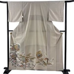 Japanese Kimono Irotomesode Light Brown 161.5CM Ft In Pure Silk AA10406. Fixed Price $71.51.