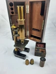 Antique Ernst Leitz Wetzlar Brass Microscope NO.15663 C.1889 W/ Case & Objective. Fixed Price $1096.60.