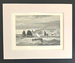 Antique 1874 Wood Engraving "scene The Mouth Of Russian River" Ca W/11X14 Mat. Fixed Price $24.95.