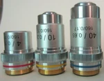 Amscope Achromatic Microscope Objectives : 4X, 10X, 40X Lot Of 3 Pcs - Din Std. Fixed Price $45.00.