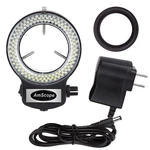 Amscope Microscope Ring Light 144-LED Adjustable+compact +adapter W Black Finish. Fixed Price $35.99.