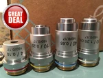 Amscope Achromatic Objectives : 4X, 10X, 40X, 100X Lot Of Pcs - Din Std. Fixed Price $49.00.