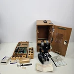 Vintage Unitron Bmpe Binocular Phase Microscope Wood Case & Accessories. Fixed Price $350.00.