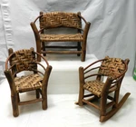 Adirondack / Old Hickory Bench Rocker & Arm Chair Miniature Doll Furniture I66S. Fixed Price $125.00.