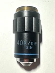 Meiji Microscope Objective 40X / 0.65 Din Made Japan, Blue Stripe Used. Fixed Price $31.10.